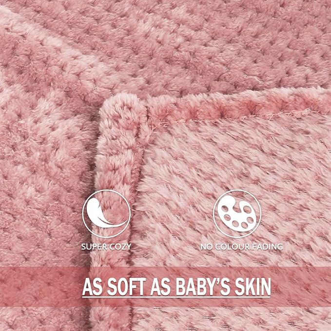 Exclusivo Mezcla Soft Waffle Fleece Bed Blanket Twin Size, Cozy Fluffy Design - Image 7