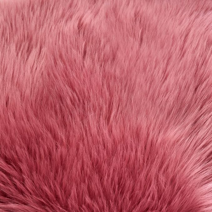 EasyJoy Ultra Soft Fluffy Faux Fur Rug, 2x6 ft Rectangle, Blush Pink | Chair - Image 8
