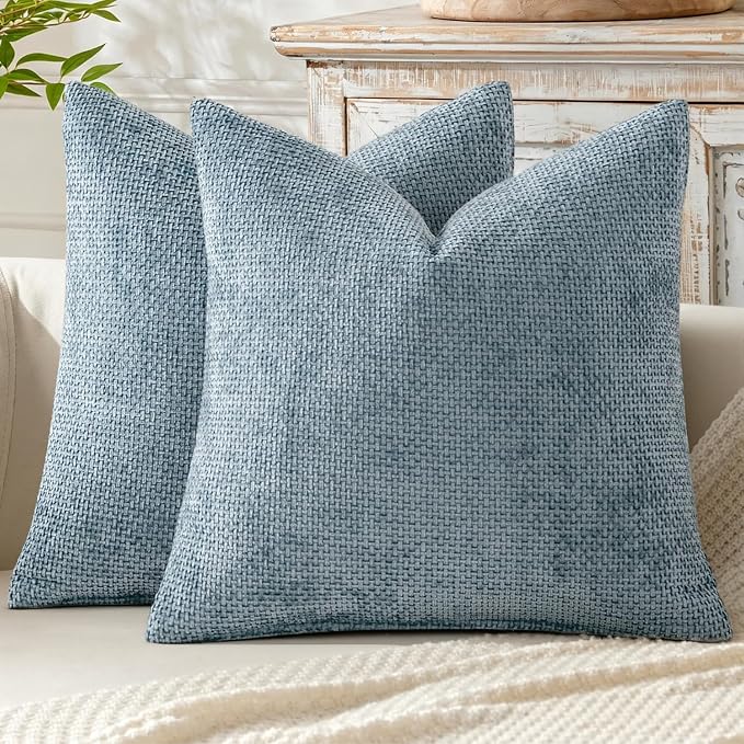 MIULEE Decorative Coastal Blue Euro Sham Pillow Covers 24x24 Inch 2 Pack | by MIULEE