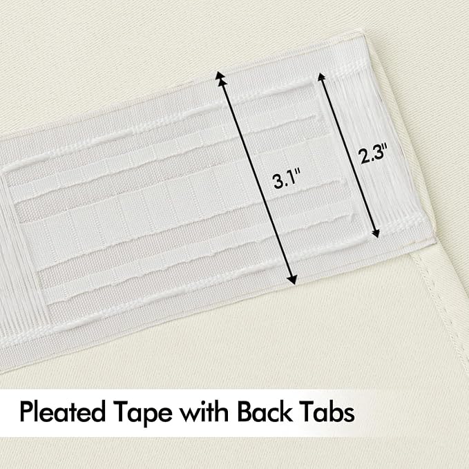 MIULEE Cream Back Tab Blackout Curtains 52x120 Inch Long 2 Panels Set | Rod - Image 4