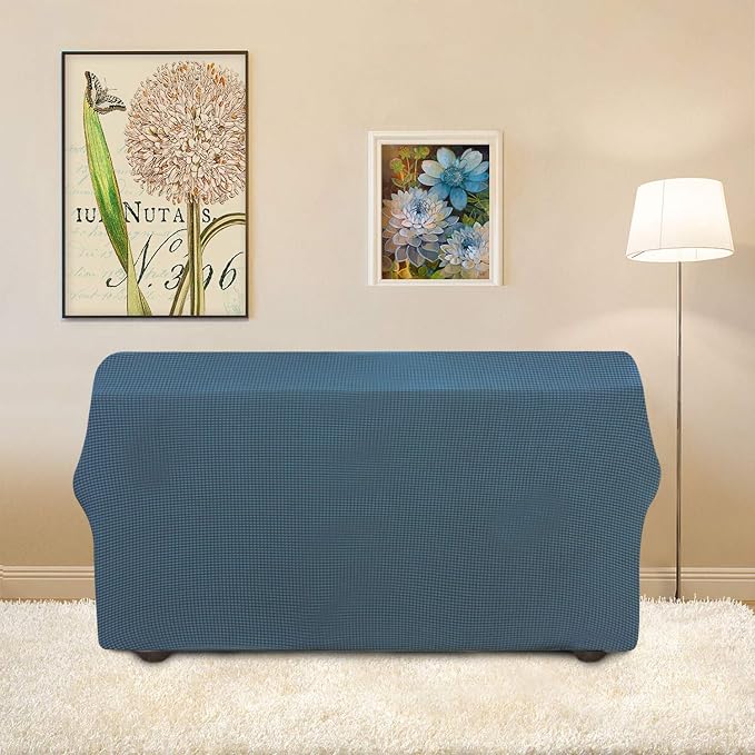 Easy-Going Stretch Loveseat Couch Covers Washable Bluestone | 1-Piece Loveseat - Image 4
