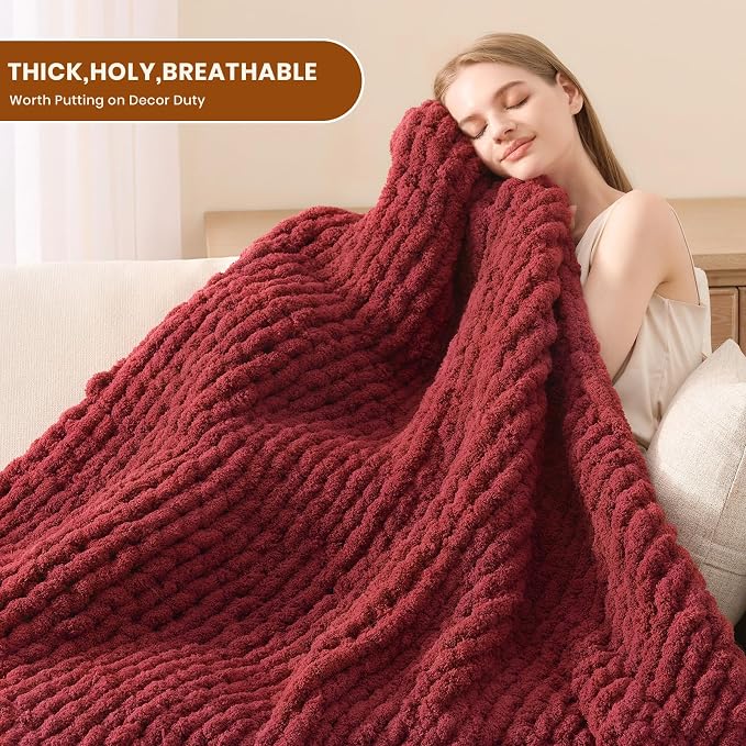 L'AGRATY Chunky Knit Throw Blanket - Image 4