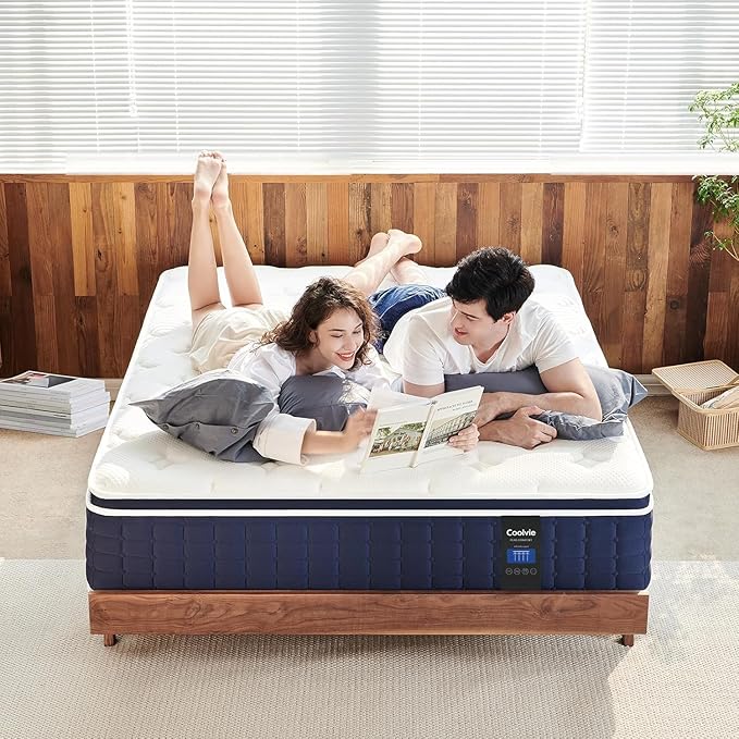 Coolvie Firm King Size Mattress 12 Inch for Adults, Hybrid King Mattress in a Box with Cooling Memory Foam, Pocket Spring for Motion Isolation, Extra Lumbar & Shoulder Support for Pain Relief, 80"x76"