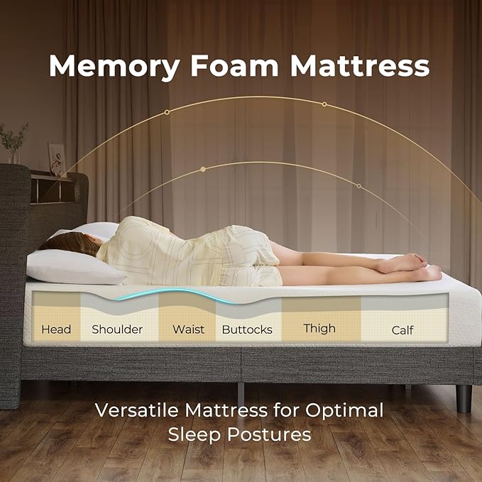 Rolanstar Twin Mattress with Waterproof Mattress Protector, 8 Inch Gel Memory Foam Mattresses in a Box, Fiberglass Free, Breathable for Cool Sleep & Comfy Support, CertiPUR-US Certified, White