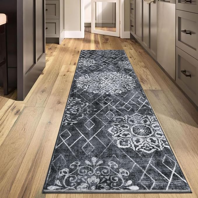 HEBE Hallway Runner Rug 2'x8', Washable Non Slip Kitchen Rug Runner | Soft Boho - Image 7