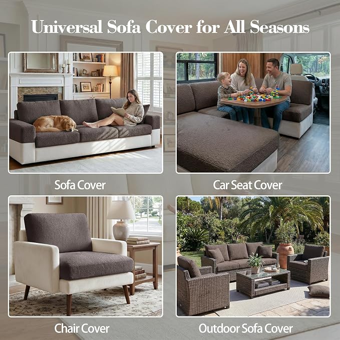OHSIO Couch Cushion Covers for Sectional Sofa, Stretch Soft Sofa Slipcovers - Image 8