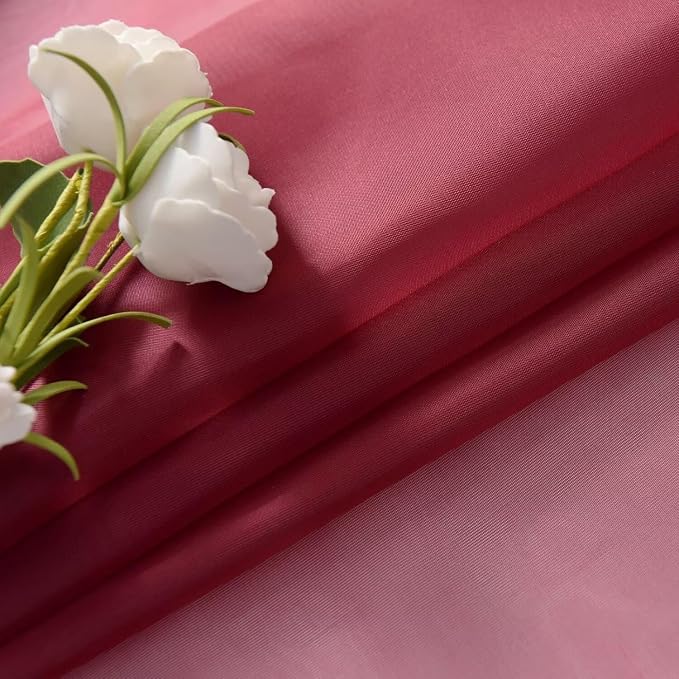 SpaceDresser Basic Rod Pocket Sheer Voile Window Curtain Panels Burgundy 1 Pair - Image 4