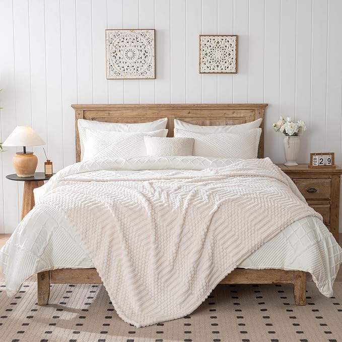60x80 Inch Beige Twin Blanket - Image 3