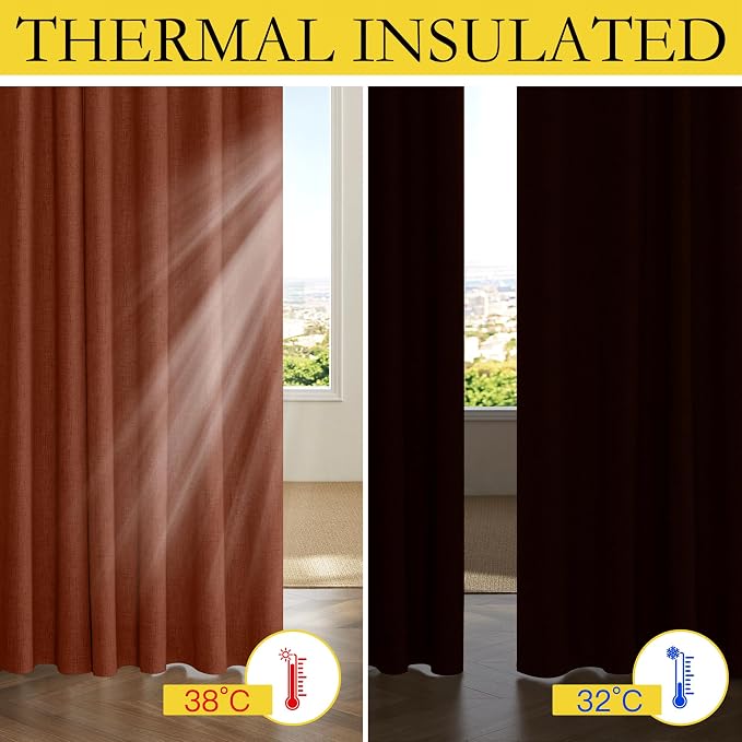 NICETOWN 100% Absolutely Blackout Linen Curtains - Image 6