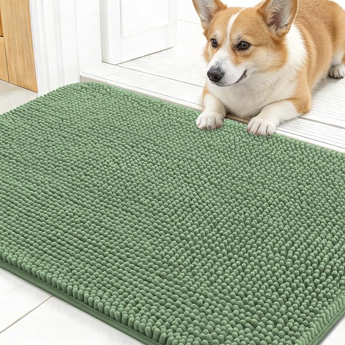 OLANLY Dog Door Mat for Muddy Paws 24x16, Super Absorbent Chenille Mud Mat | by OLANLY