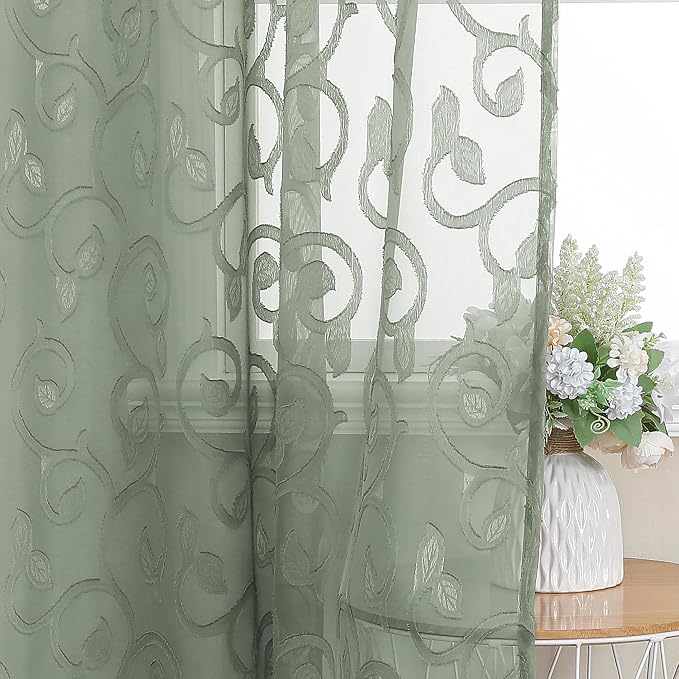 Furman Sheer Sage Green Curtains 90 inches Long - Image 7