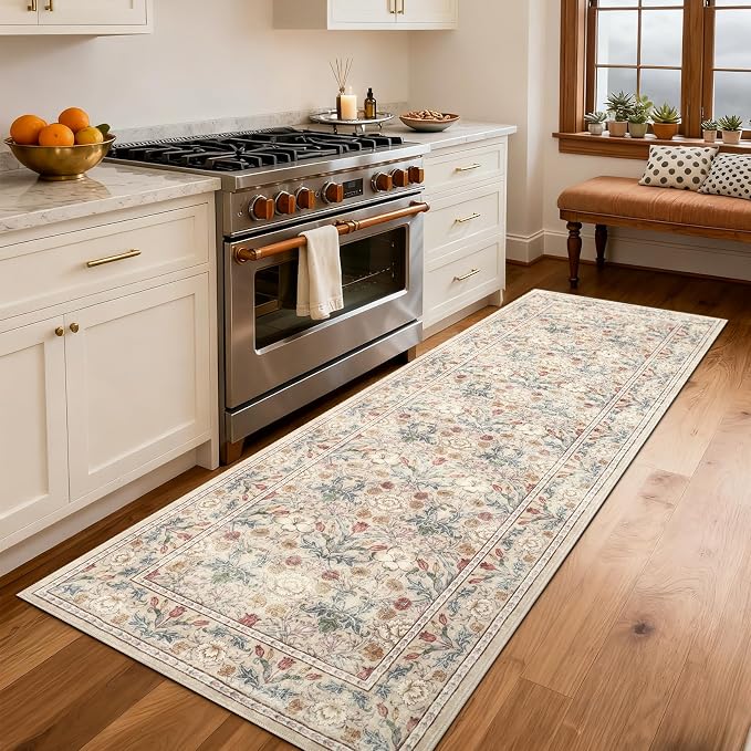 GarveeHome Washable Runner Rug 2x6, Non Slip Floral Kitchen Runner by GarveeHome