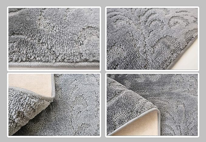 Custom Length Hallway Runner Rug, Slip Resistant, Floral Grey, 26 Inch X 5 feet - Image 5