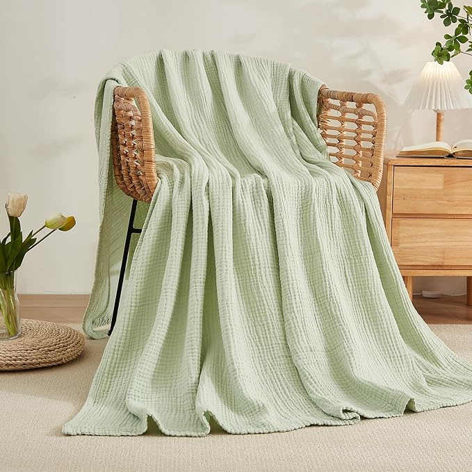 EMME Muslin Blankets for Adults Throw Blanket for Couch Breathable Gauze Soft - Image 6