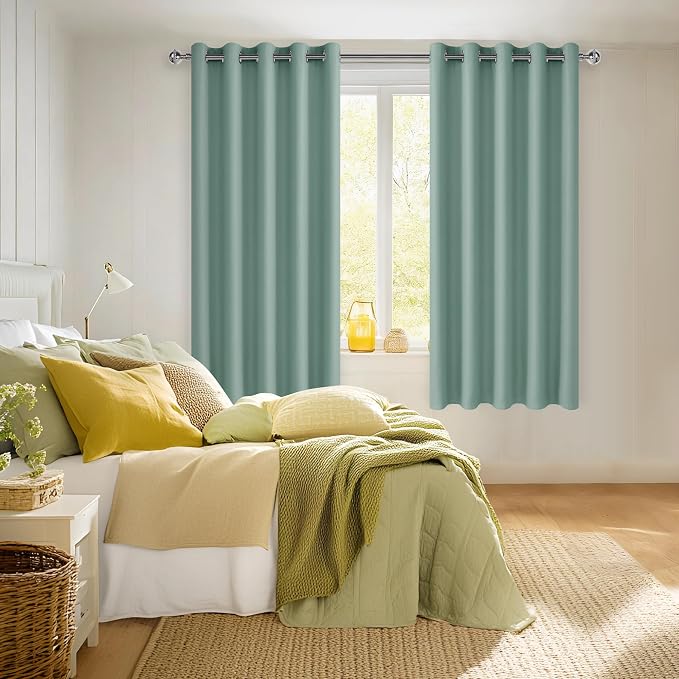 Blackout Curtains for Bedroom, 60 x 63 Inches Length, Sage Green | Thermal - Image 6