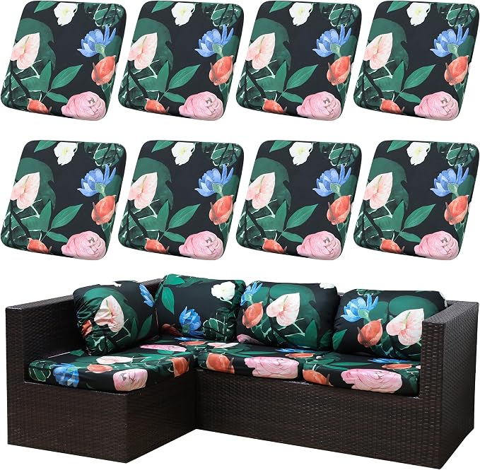 8PCS Patio Cushion Covers.Patio Furniture Couch SeatSlipcovers | Washable by SUKAIKEQA