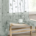 MIULEE Sage Sheer Curtains 2 Panels Embroidered Leaf Patterned, W52 x L84 | by MIULEE