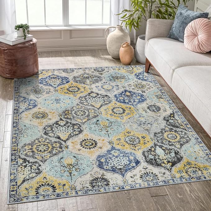 Lahome Moroccan Washable Area Rugs 5x7, 5x7 Rugs by Lahome