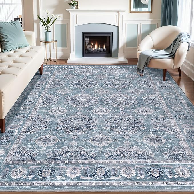 SERISSA 8x10 Washable Non Slip Floral Boho Area Rug by SERISSAHomeDecorCollection