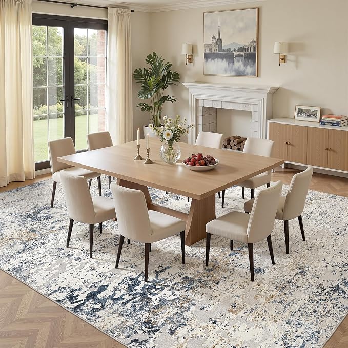 DMOYEST Area Rug Living Room Rugs 12x18 Extra Large Beige Blue Carpet | - Image 4