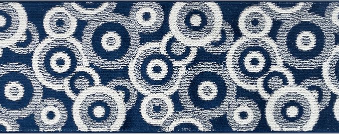 Custom Length Cut to Size Retro Modern Coastal Carpet Runner Rug for Hallways, Non Slip Rubber Backed, 31 inch Wide X Customized Length, Geo Blue, 31 inch X 20 feet