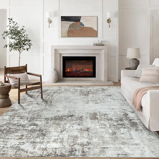 8x10 Area Rugs for Living Room Bedroom Dining Room Washable Brown Grey | Soft by Aelenmu