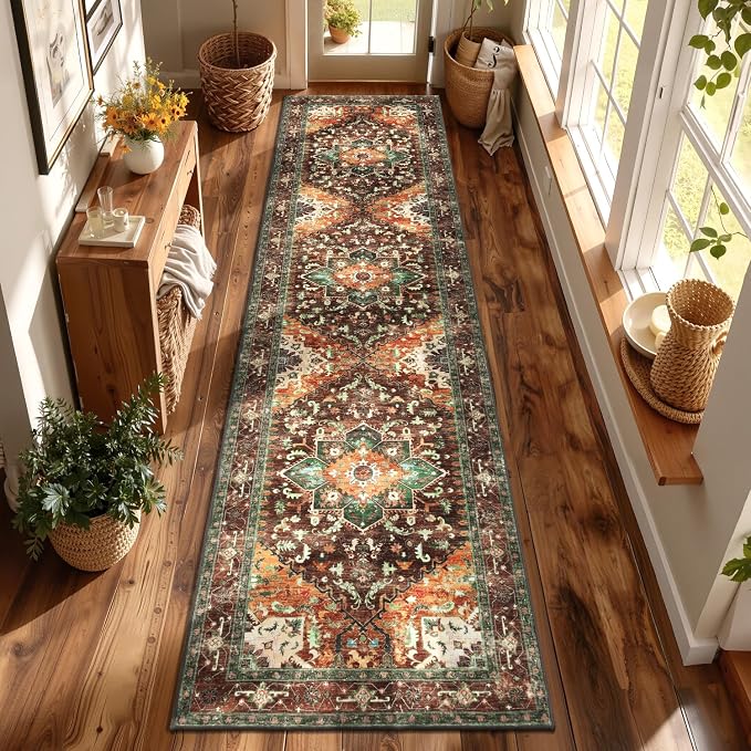 Yamaziot Washable Runner Rug, 3x12 Non-Slip Boho Hallway Kitchen Rug | Stain by Yamaziot