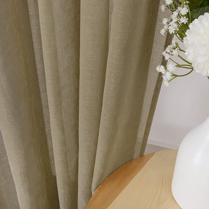 Tollpiz Sheer Tier Curtain Linen Textured Half Kitchen Curtains Sheer Light - Image 3