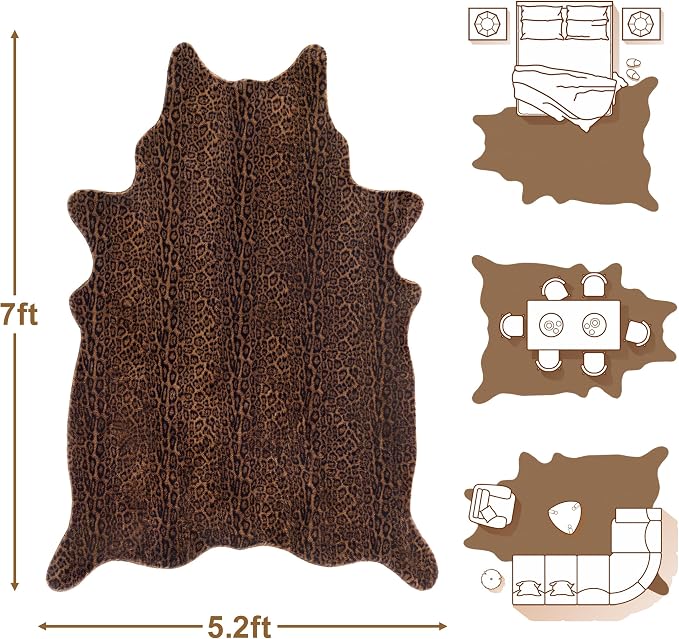 Faux Antelope Cheetah Print Rug, Leopard Rug 5.2x7 Faux Animal Print Skin - Image 2