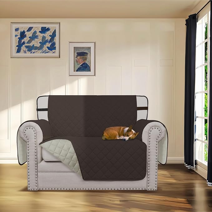 Easy-Going Reversible Couch Cover, Chair 30 in, Chocolate/Beige | Machine - Image 2