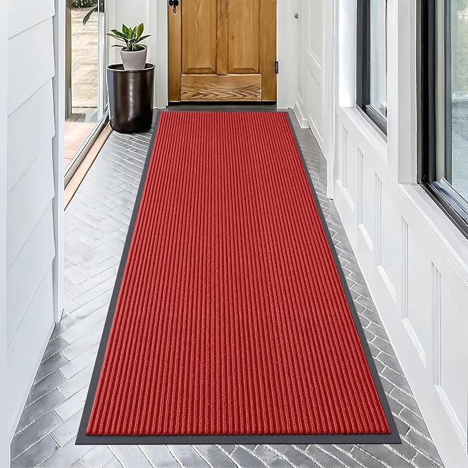 OLANLY Front Door Mat 71x34, Waterproof Heavy-Duty Indoor Outdoor Doormat | Red by OLANLY