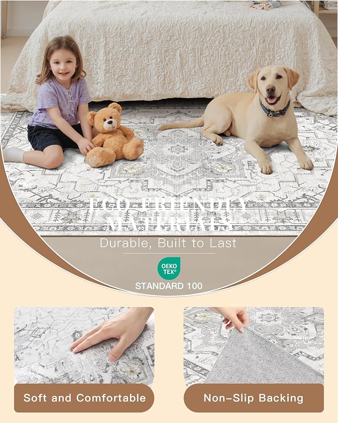 Madane Washable Area Rug 2x3 Small Entryway Rugs Non-Slip, Low Pile Floor Carpet - Image 5