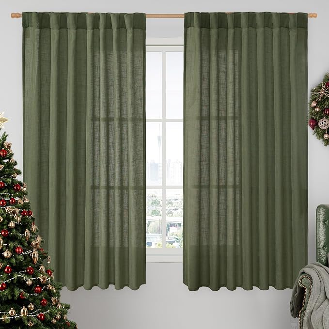 Light Filtering Linen Curtains 63 inches Long by LAMIT