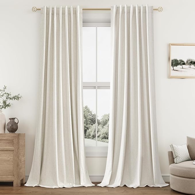 Extra Long 100% Blackout Linen Curtains by Guken