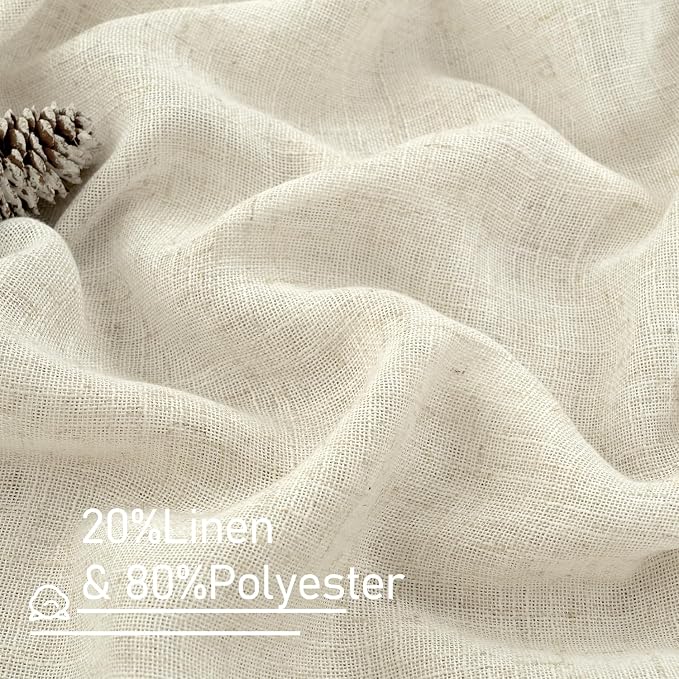 Light Filtering Natural Linen Curtains 63 inches Long 70 x 63 Inch | Ivory Cream - Image 2
