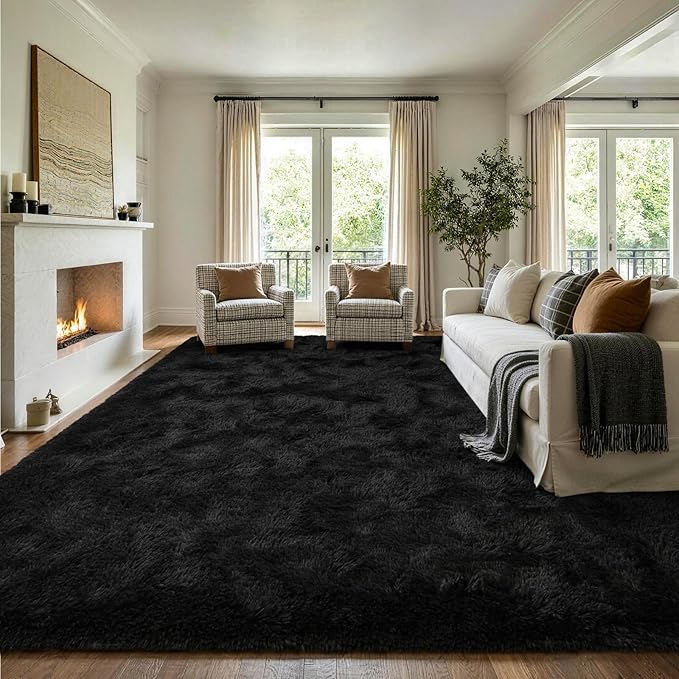 7x10 Large Black Fluffy Soft Area Rug Non-Slip - Image 3