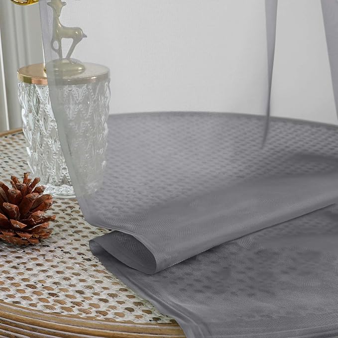 Chyhomenyc Extra Long Charcoal Grey Sheer Curtains 108 Inches Long 2 Panels - Image 7