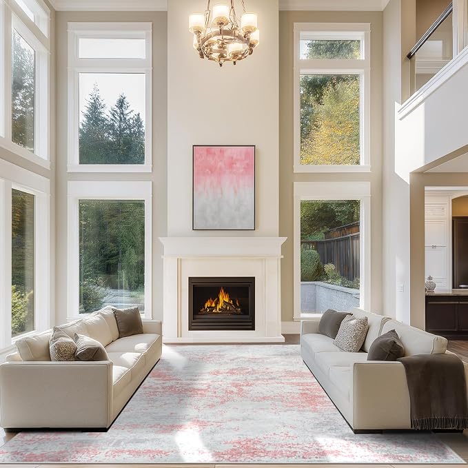 Aelenmu 10x14 Area Rugs for Living Room Washable Dining Room Pink | Modern - Image 9