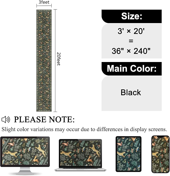 DUKINO 3x20 Washable Runner Rug, Non Slip Animal Hallway Runner Rug, Low Pile - Image 2