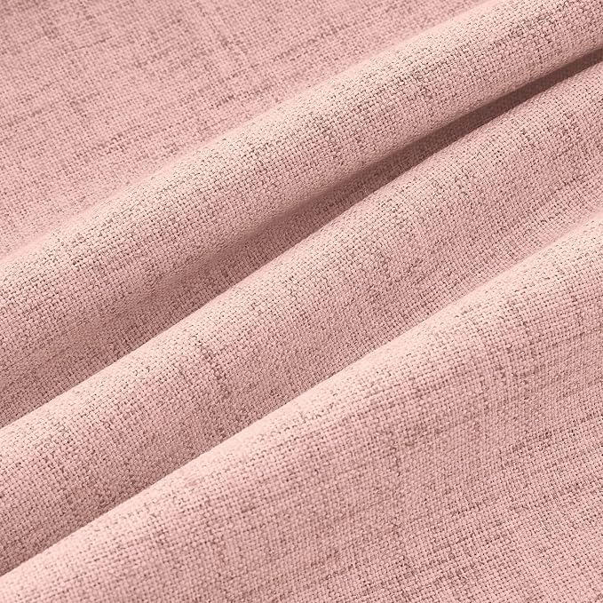 MIULEE 100% Blackout Linen Curtains 42 x 84 Inch Blush Pink 2 Panels | Thermal - Image 9
