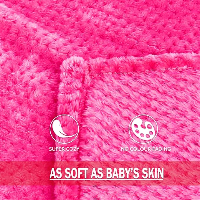 Exclusivo Mezcla Soft Waffle Fleece Bed Blanket Twin XL Size, Hot Pink | - Image 8