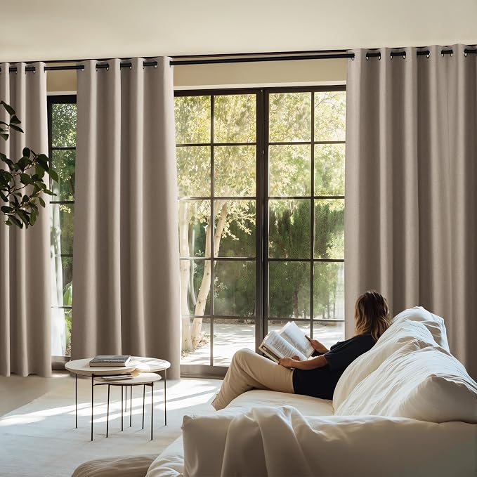 NICETOWN Farmhouse Style 100% Blackout Crisp Faux Linen Curtains 90 inches Long - Image 8