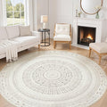 cotiled 8x8 Round Rug 8ft Circle Living Room Boho Area Rugs | Washable Foldable by COTILED