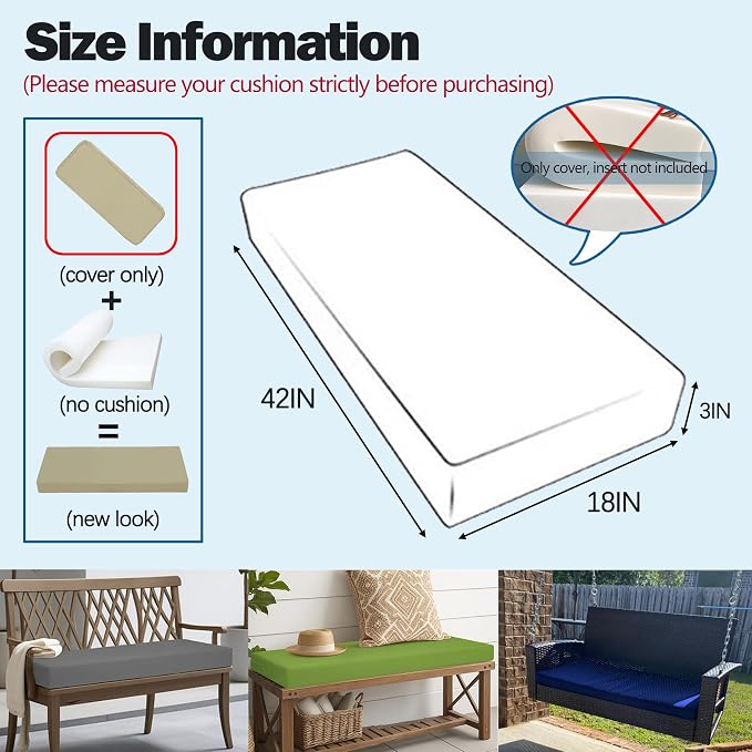 Patio Bench/Swing Cushion Cover, Patio Cushion Seat Slicovers - Image 2