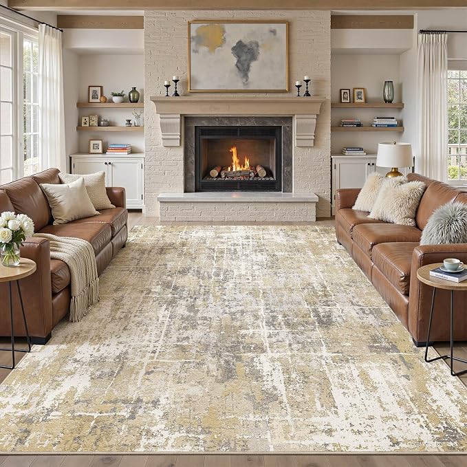 DMOYEST Area Rug Living Room Rugs 10x14 Washable Abstract Carpet | Neutral - Image 8