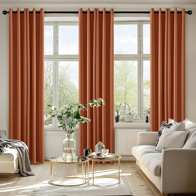 MIULEE Fall Blackout Curtains for Bedroom 2 Panels 40 x 84 Inch Long Rust | - Image 6