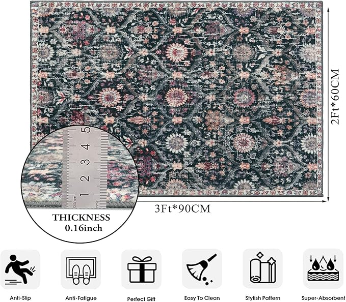 Lahome Moroccan Trellis Washable Rug, 2x3 Entryway Rugs - Image 2