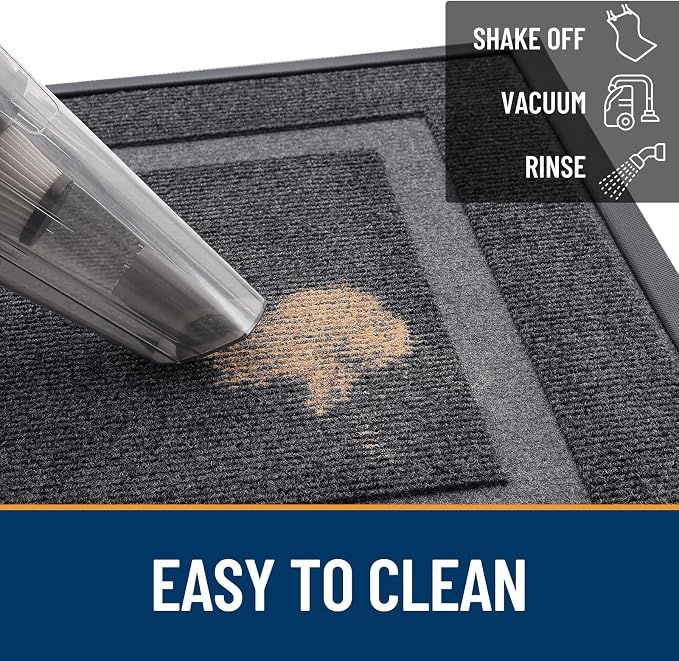 OLANLY Front Door Mat Outside 59x40, All-Season Heavy-Duty Rubber Doormat | Grey - Image 6
