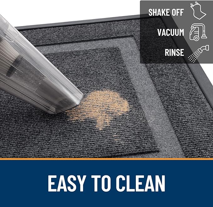 OLANLY Front Door Mat Outside 71x47, All-Season Heavy-Duty Rubber Doormat | Grey - Image 6