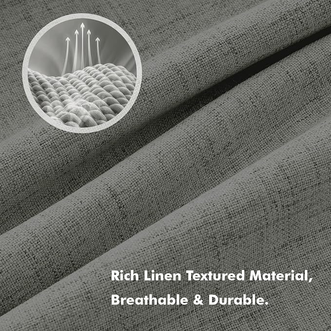MIULEE 100% Blackout Linen Curtains 42 x 63 Inch Dark Grey 2 Panels | Thermal - Image 3